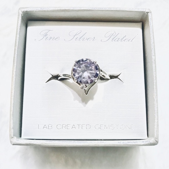 ๐Stunning Lavender Birthstone Round 4-Prong Synthetic Gem Silver Ring | US 8 - Picture 5 of 16